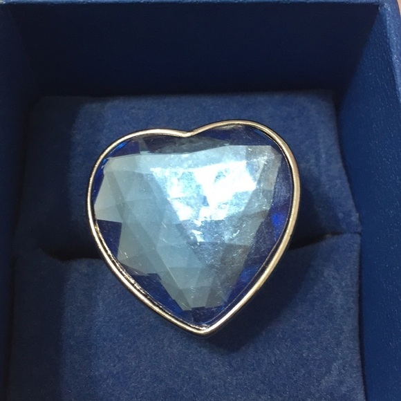 Oversized Blue Heart 90s Statement Adjustable Ring - Picture 2 of 5